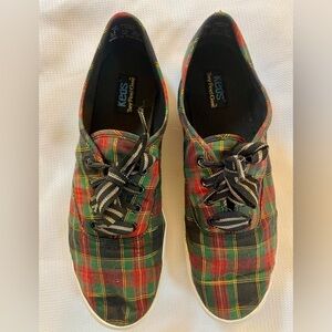 Keds Christmas Plaid Red, Green and Gold, size 8.5